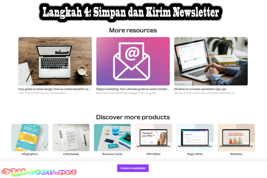 Langkah 4 Simpan dan Kirim Newsletter