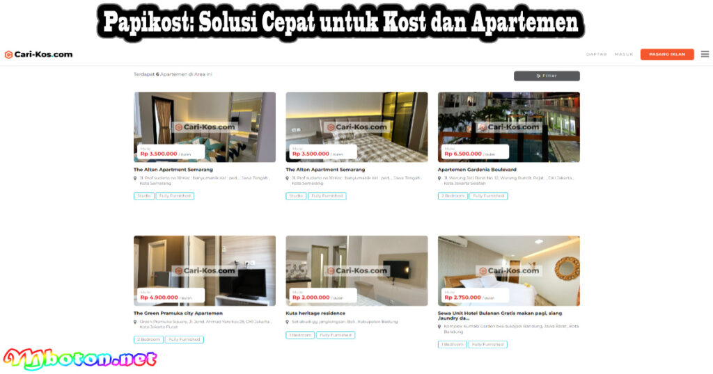 Cari-Kos: Cari aplikasi sewa apartemen dengan Mudah