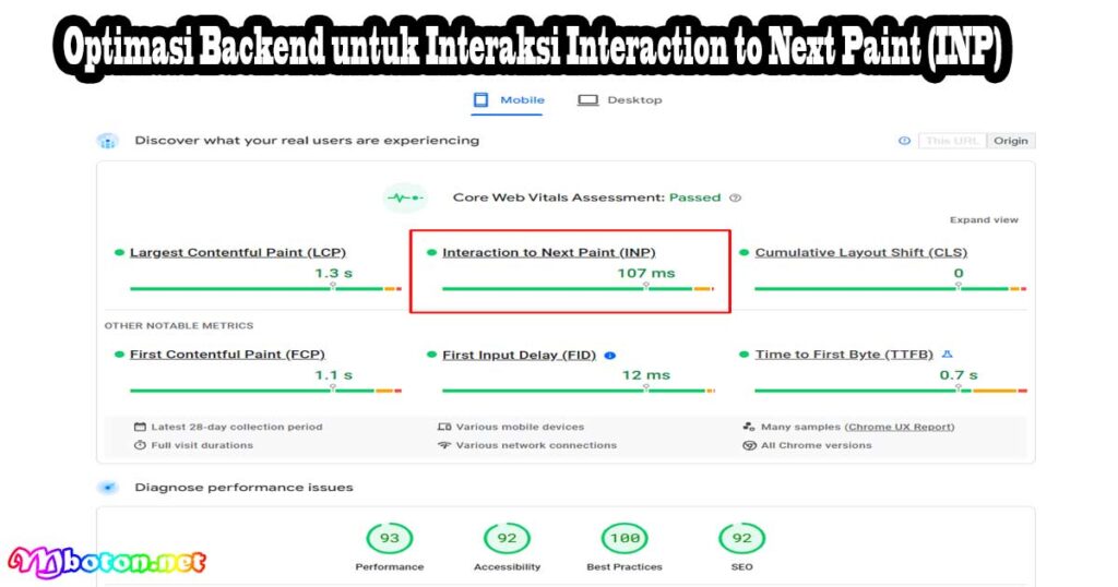 Optimasi Backend untuk Interaksi Interaction to Next Paint (INP)