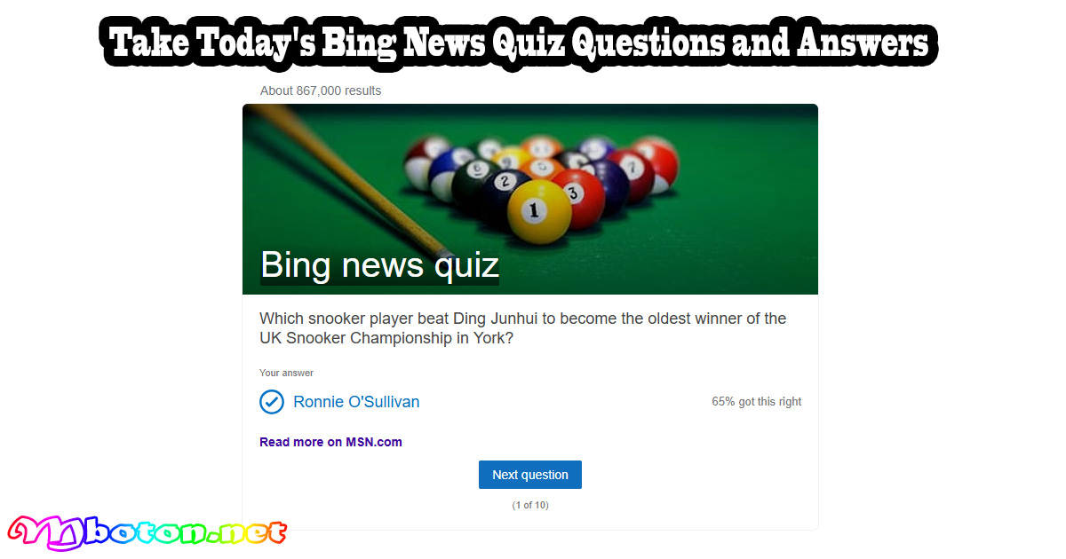 Take Today’s Bing News Quiz Questions and Answers