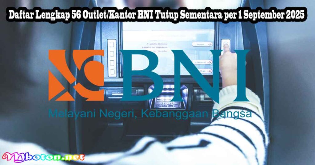 Daftar Lengkap 56 Outlet Kantor BNI Tutup Sementara per 1 September 2025